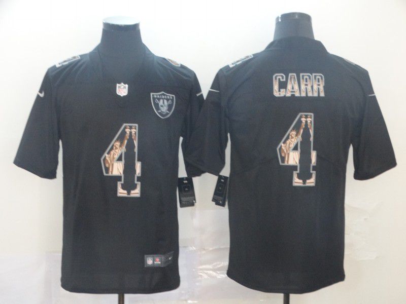 Men Oakland Raiders #4 Carr Black Goddess fashion Edition Nike NFL Jerseys